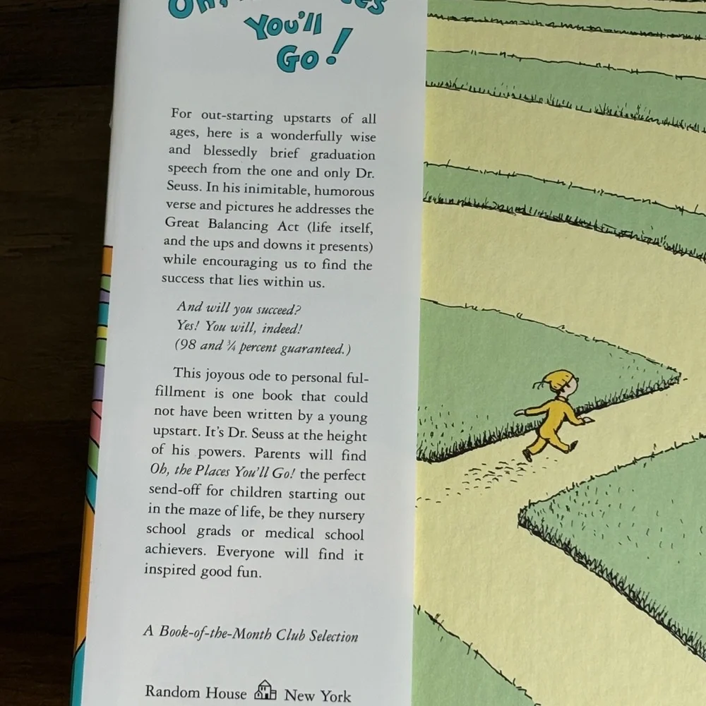 Dr. Seuss OH, THE PLACES YOU'LL GO! Hardcover Book Vintage 1990 & Dust Jacket